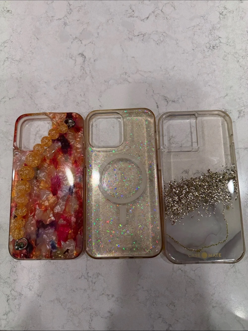 Clear Glitter Pink/Gold iPhone Case Collection - Decorative Protective Covers